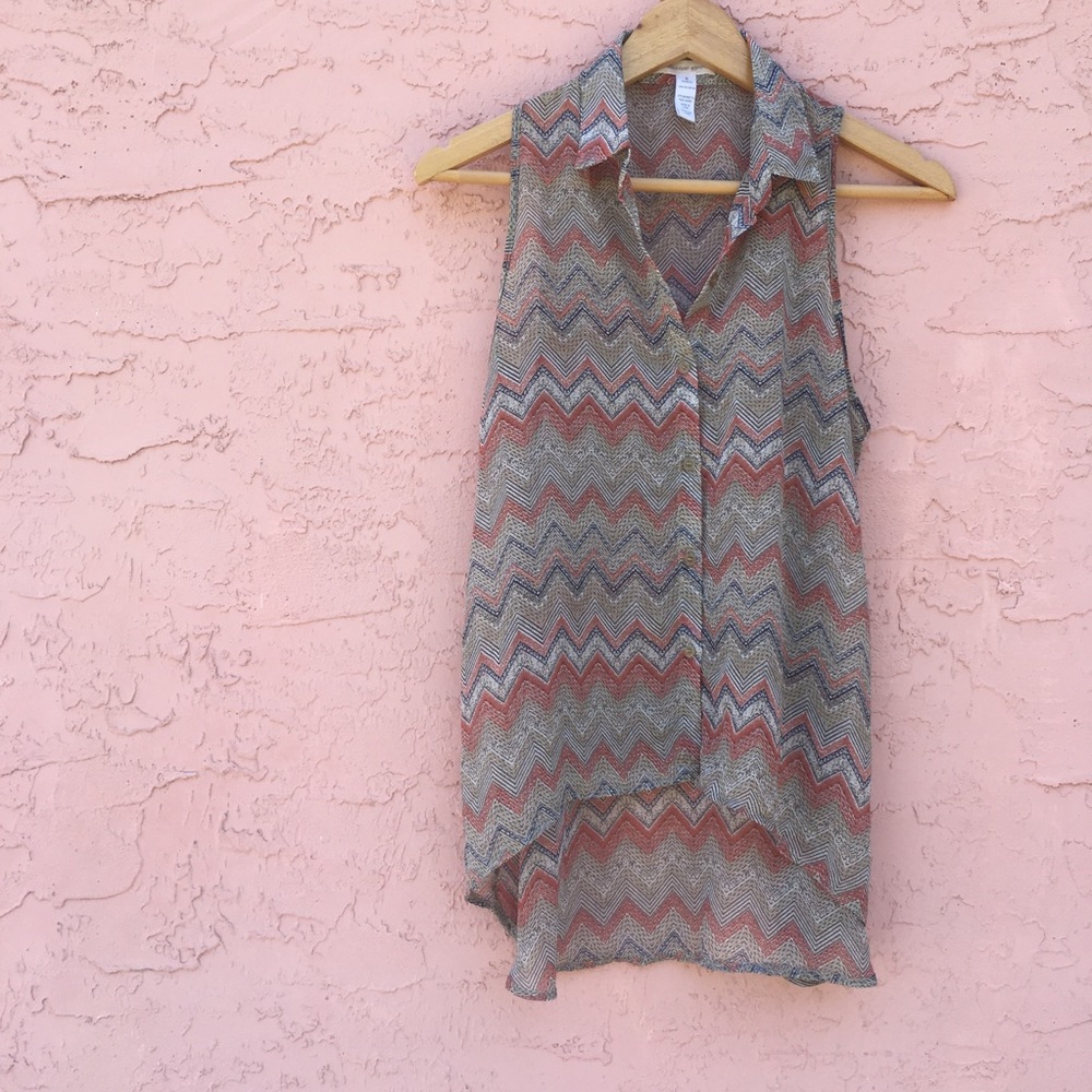 Ambiance Apparel High Low Sheer Sleeveless Blouse